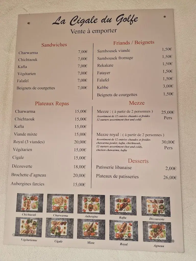 Menu_La Cigale du Golfe_Vallauris_image_1