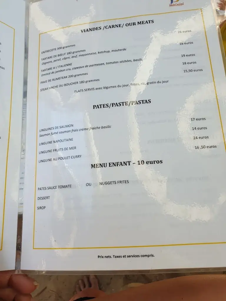 Menü_Pascalin Plage_Vallauris_Bild_2
