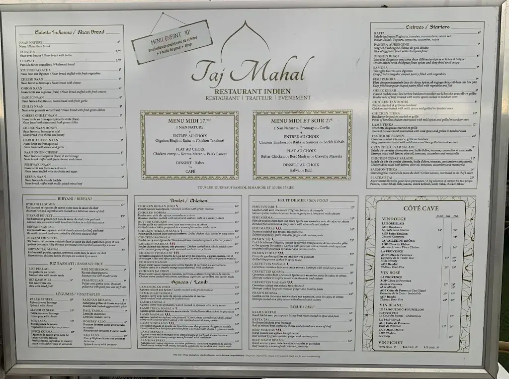 Menu_Restaurant Taj Mahal Vallauris Golfe Juan_Vallauris_image_1