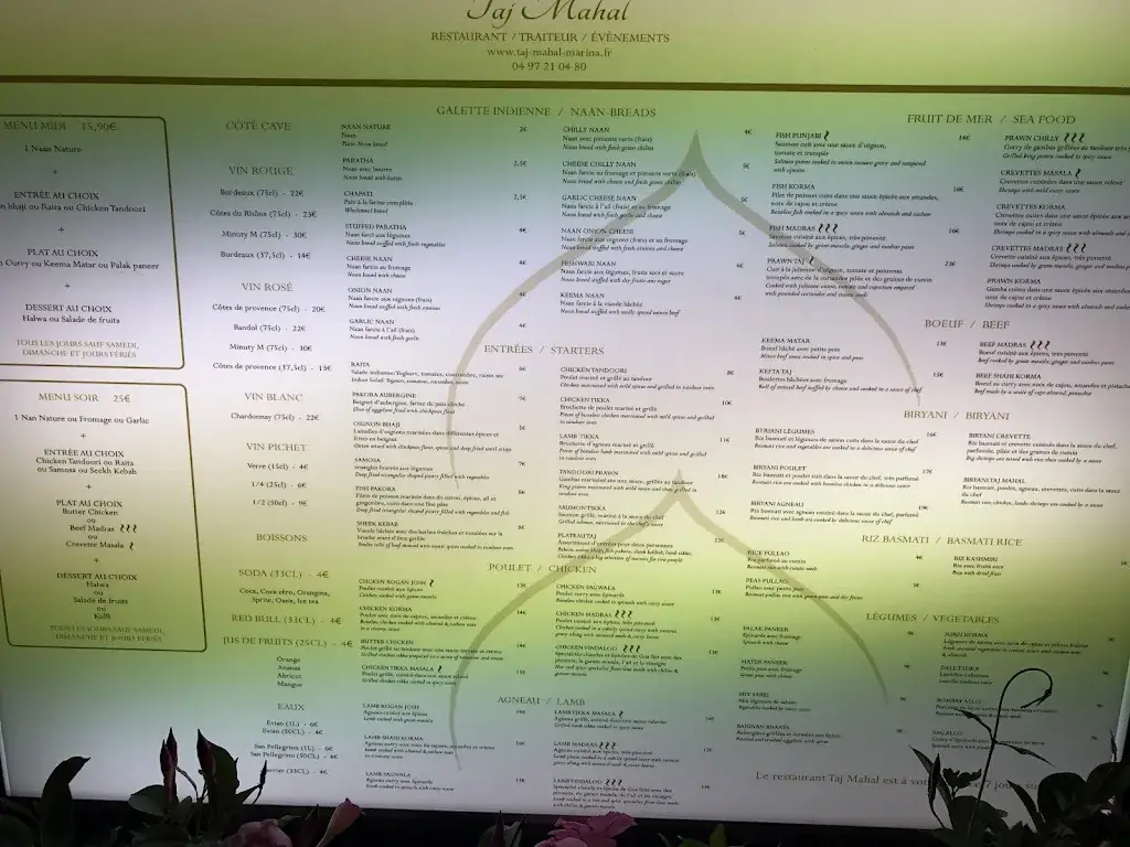 Menu_Restaurant Taj Mahal Vallauris Golfe Juan_Vallauris_image_2