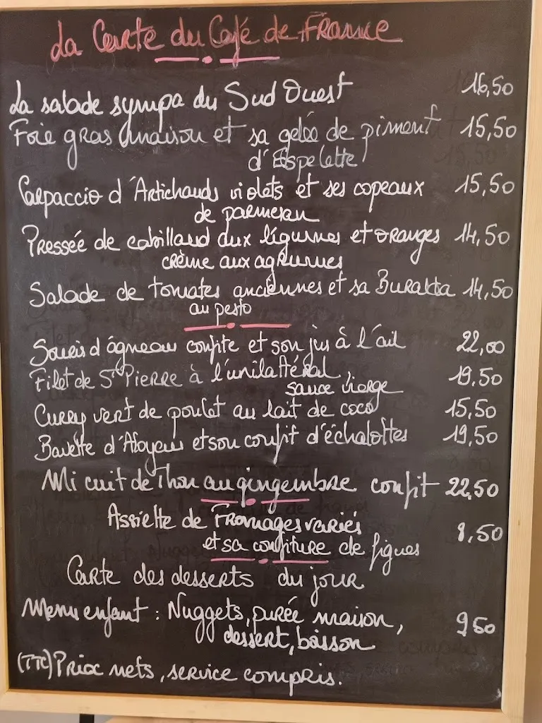 Menu_Café De France_Vallauris_immagine_3