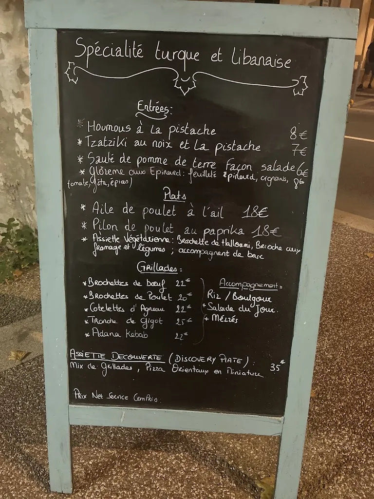 Menu_LA SIRENE de l’orient, turque et libanais_Vallauris_image_3