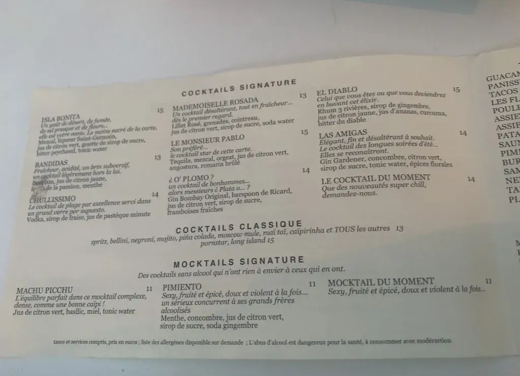 Menu_Monsieur Pablo_Vallauris_image_2