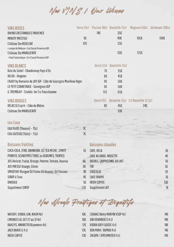 Menu_La PAILLOTE BLANCHE_Vallauris_image_1