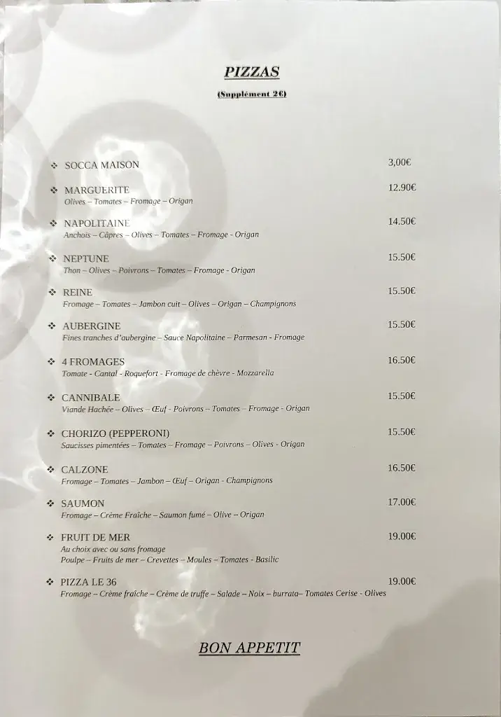 Menu_Le 36 Restaurant_Vallauris_image_3