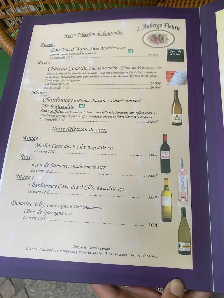 Menu_L'Auberge Fleurie_Villeneuve-Loubet_image_1