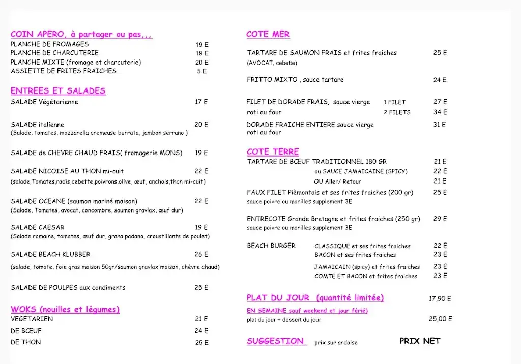 Menu_BEACH KLUBBER_Villeneuve-Loubet_image_2