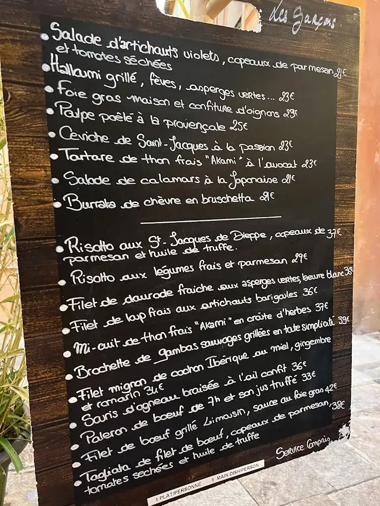 Menu_Les Garçons_Villefranche-sur-Mer_image_1