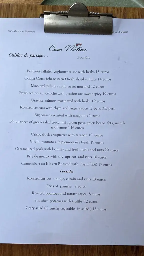 Menu_Cave Nature_Villefranche-sur-Mer_image_3