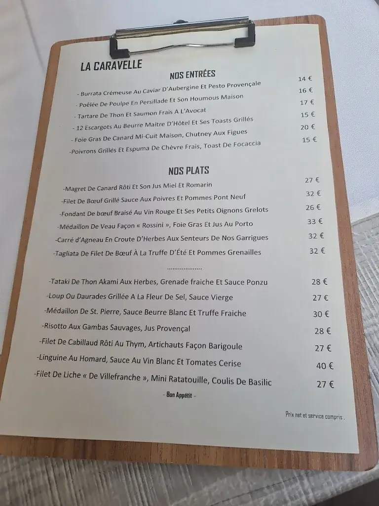 Menu_La Caravelle_Villefranche-sur-Mer_image_1