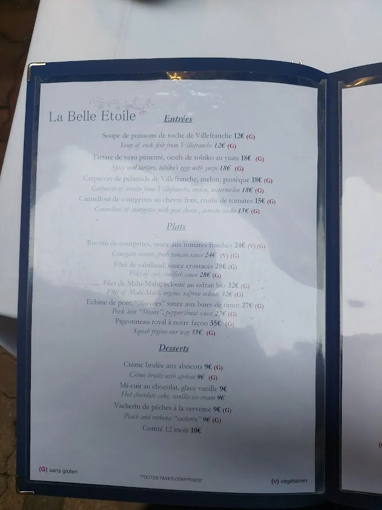 Menu_La Belle Etoile_Villefranche-sur-Mer_image_3