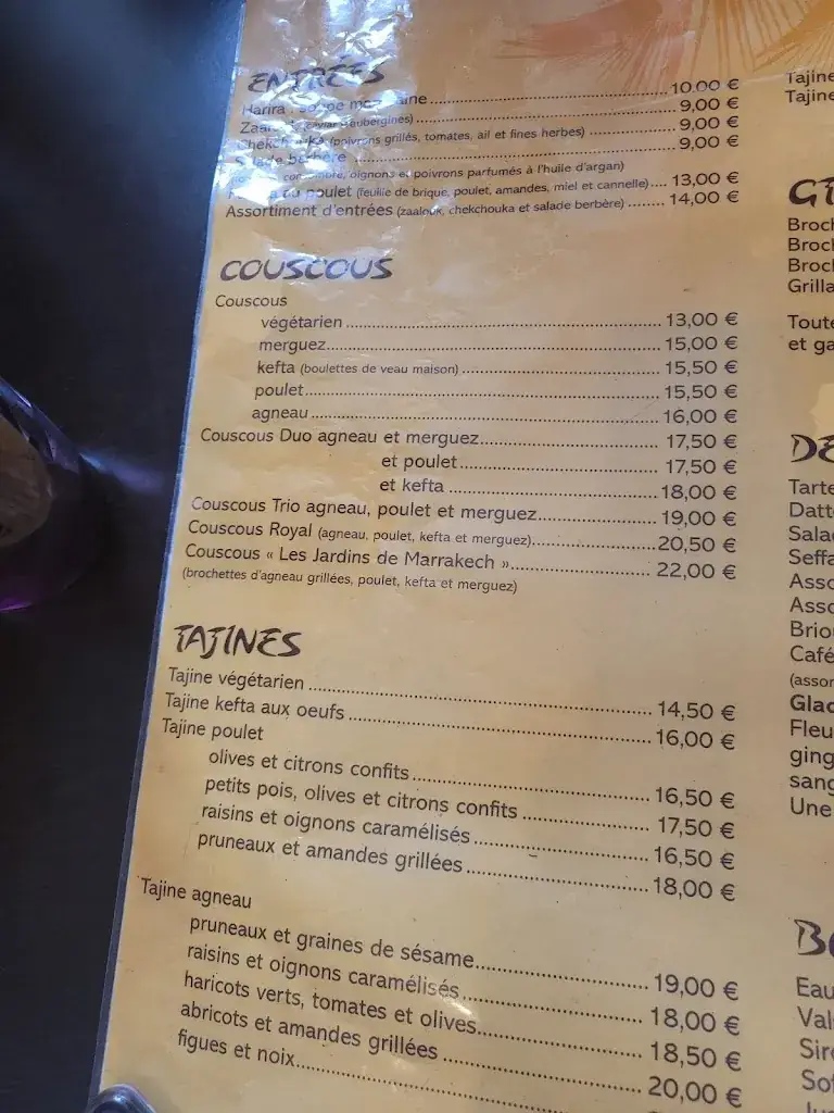 Menu_Les Jardins de Marrakech_Privas_image_1