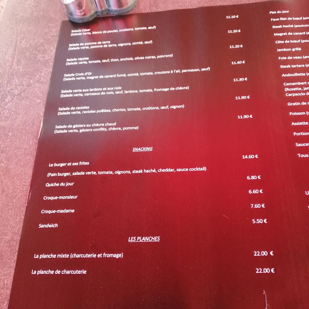 Menu_Bar La Croix d'Or_Privas_image_2