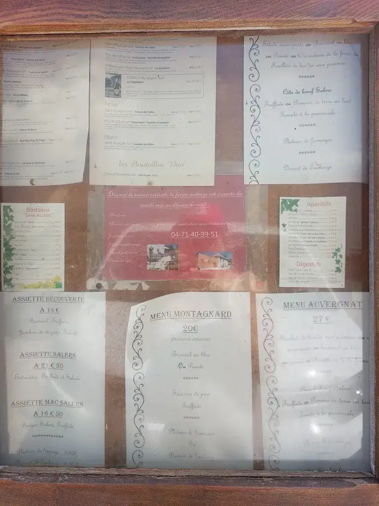 Menu_ferme auberge des arbres_Riom-ès-Montagnes_image_1