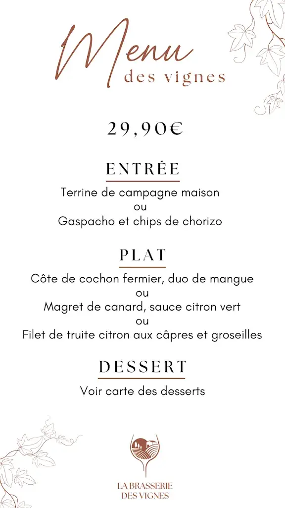Menu_La Brasserie Des Vignes_Renaison_image_1