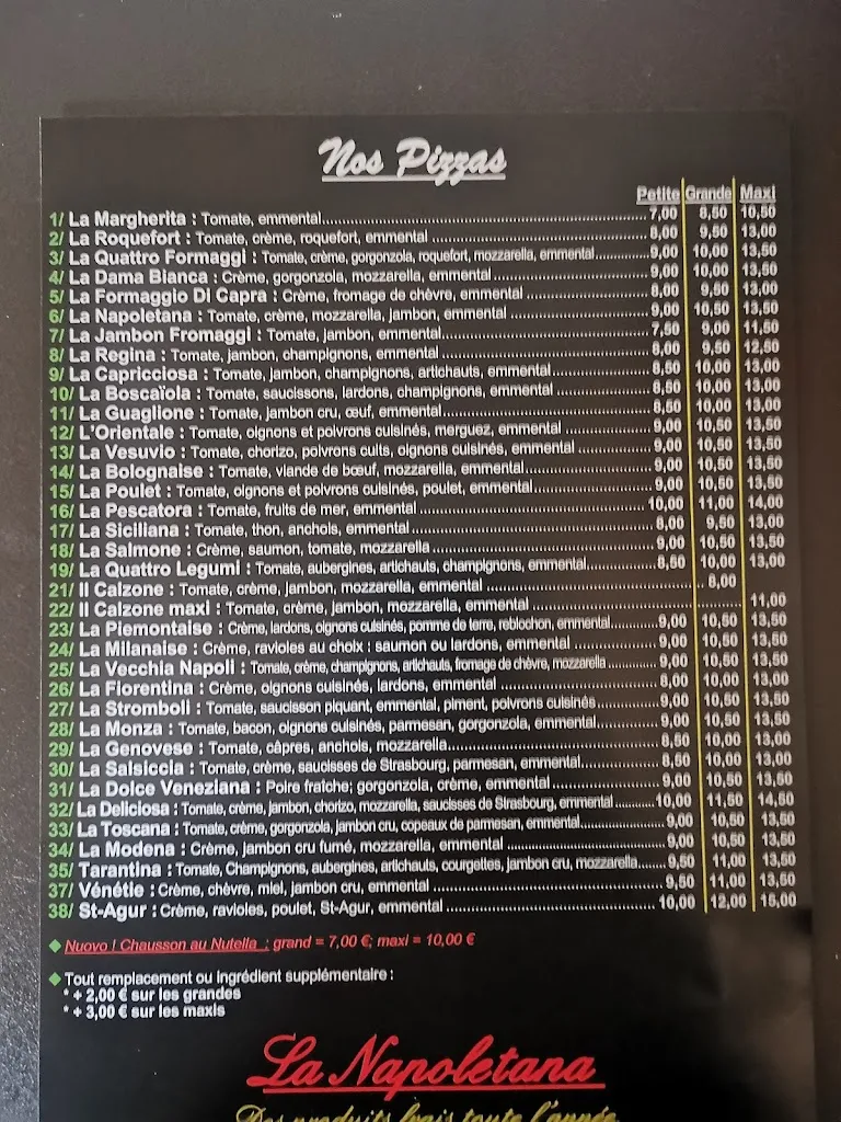 Menu_Restaurant La Napoletana_Annonay_image_1