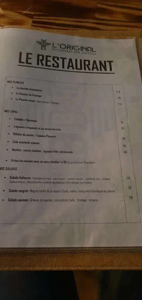 Menu_Restaurant l'original_Saint-Haon-le-Vieux_image_1