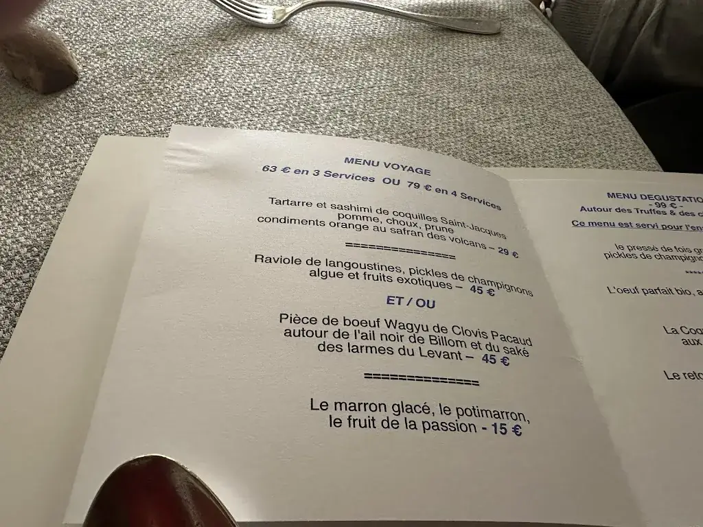 Menü_Demeures & Châteaux La Belle Meunière Hôtel & Restaurant Gastronomique_Royat_Bild_1