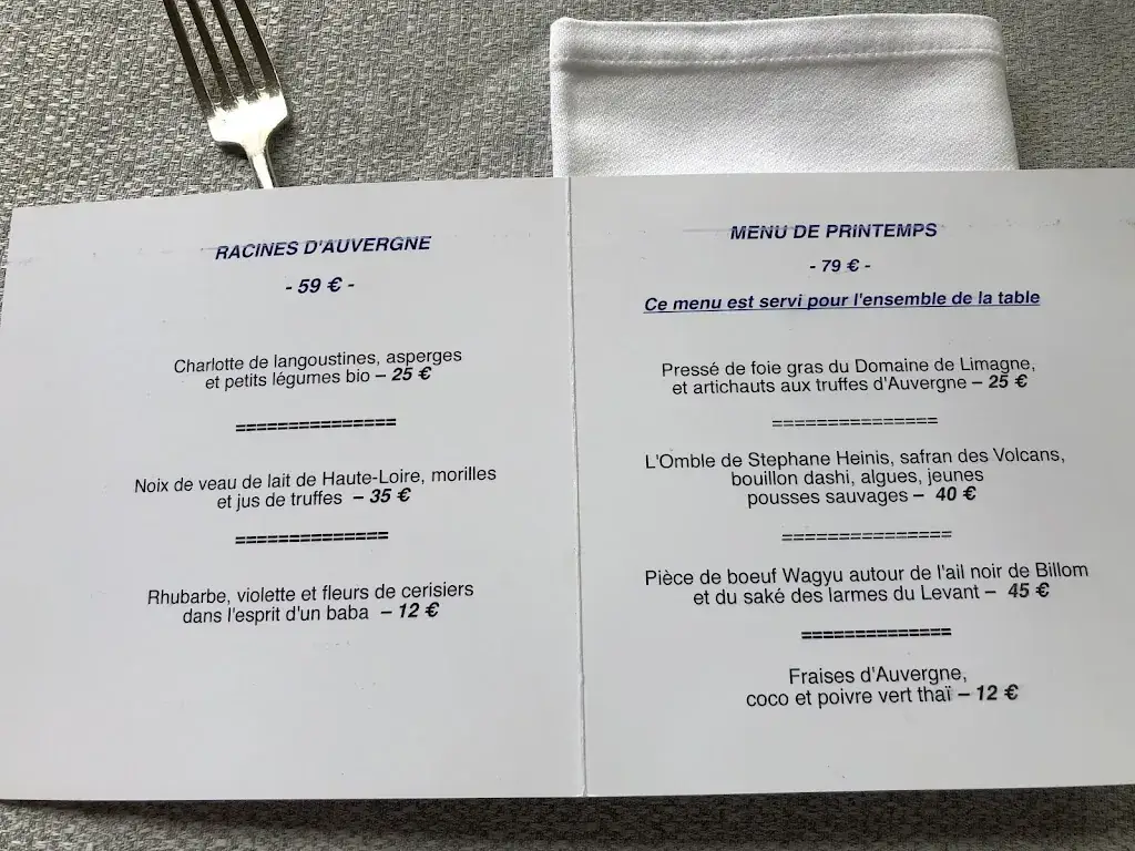 Menü_Demeures & Châteaux La Belle Meunière Hôtel & Restaurant Gastronomique_Royat_Bild_2