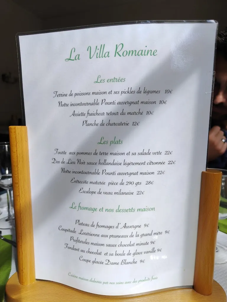 Menu_Restaurant La Villa Romaine_Royat_image_2