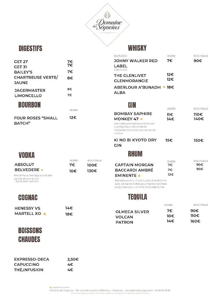 Menu_Séquoias Golf & Resort Hotel Restaurant Séminaire Résidentiel_Ruy-Montceau_image_1