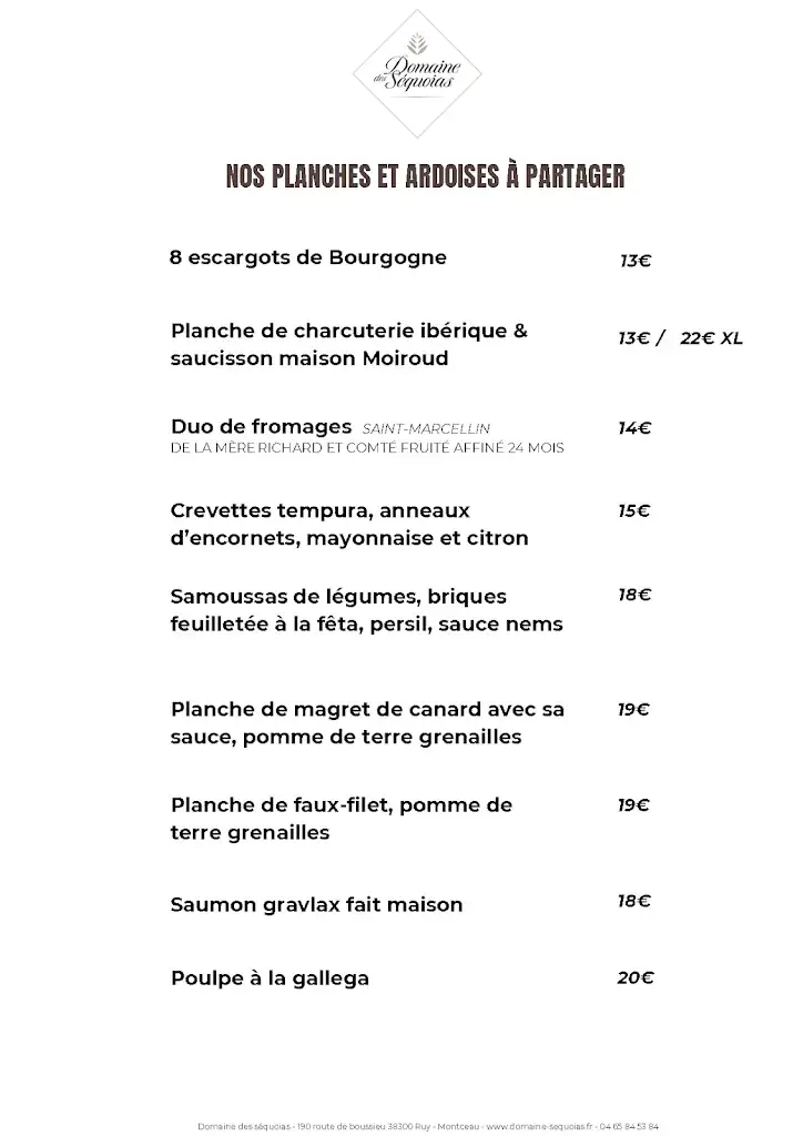 Menu_Séquoias Golf & Resort Hotel Restaurant Séminaire Résidentiel_Ruy-Montceau_image_4