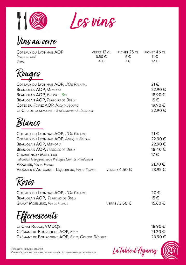 Menu_La Table d'Agamy_Sain-Bel_image_1