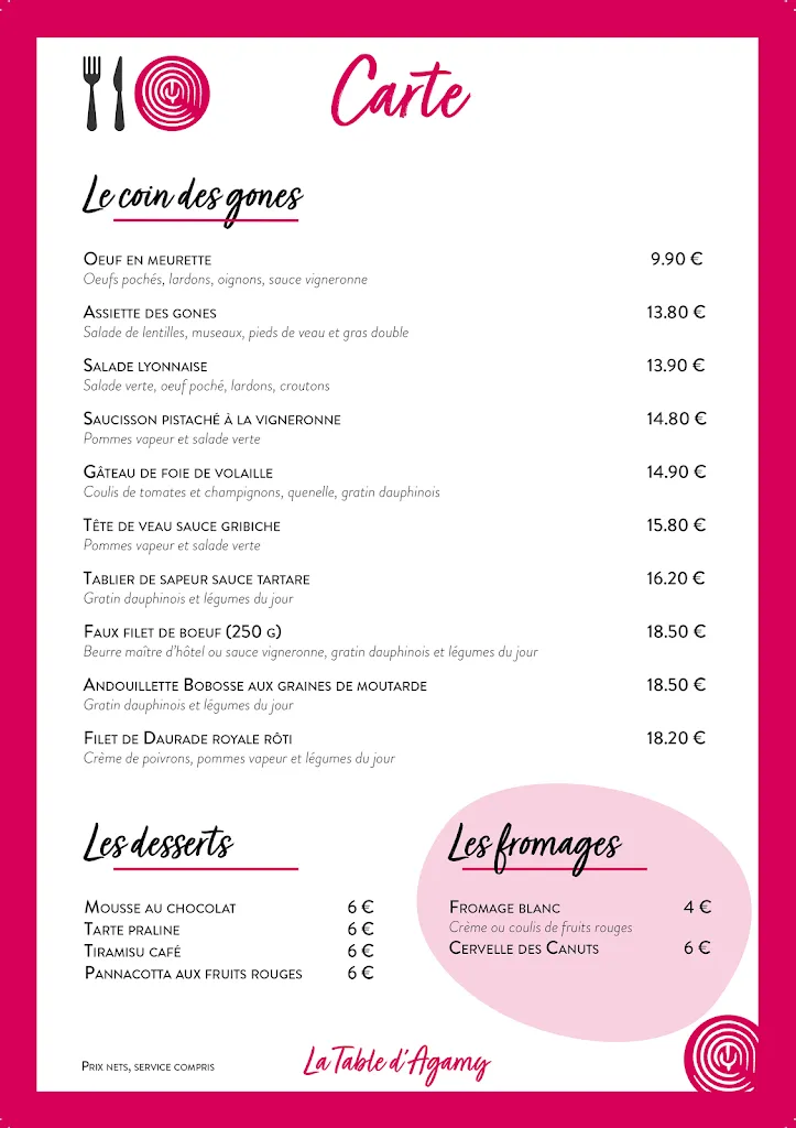 Menu_La Table d'Agamy_Sain-Bel_image_2
