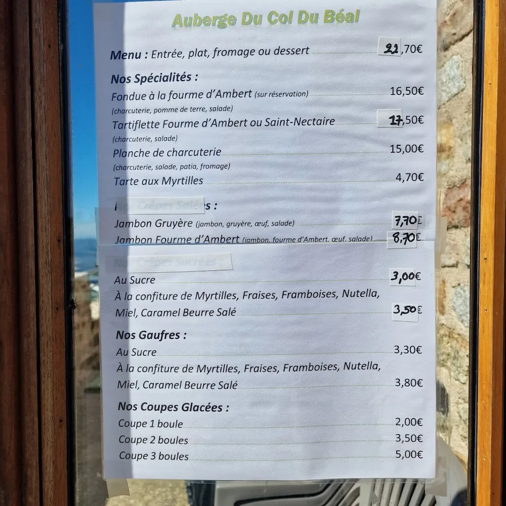 Menu_Auberge du col du Béal_Saint-Pierre-la-Bourlhonne_image_1
