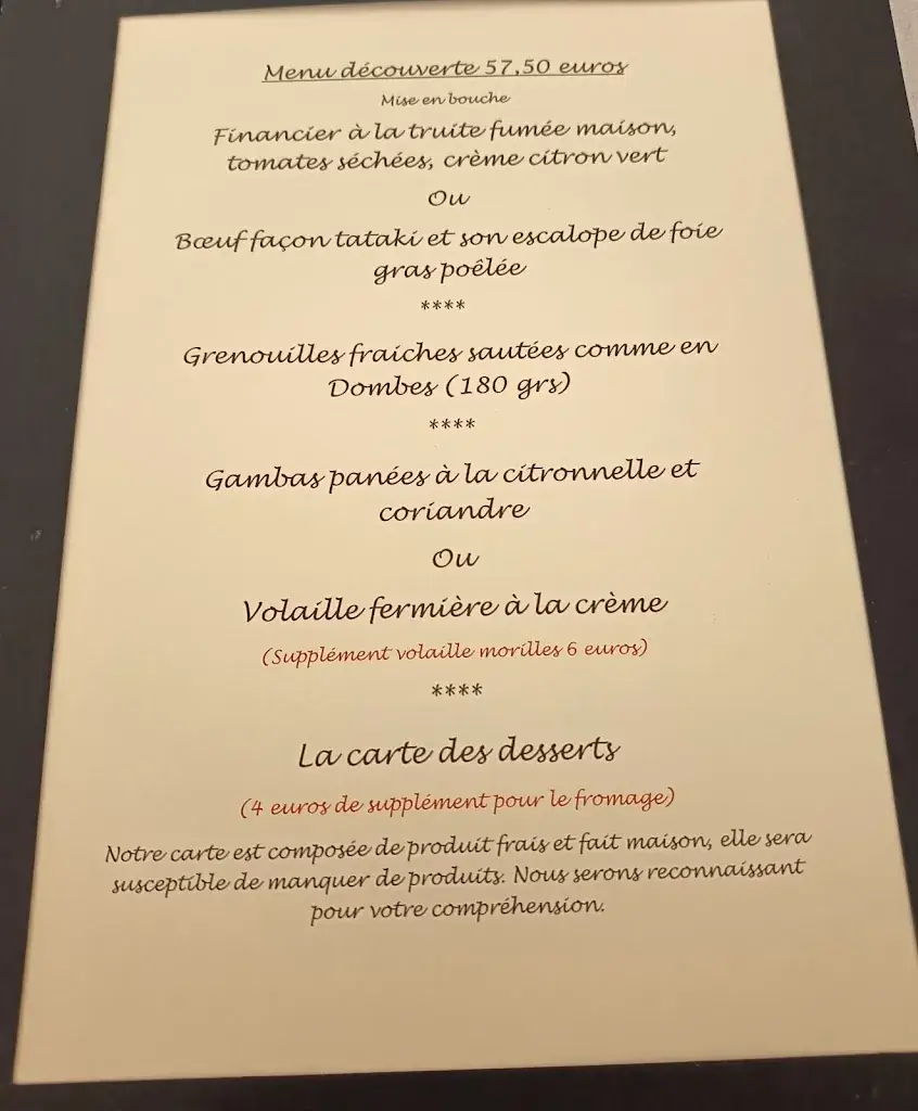 Menu_Restaurant des Dombes_Saint-André-le-Bouchoux_immagine_1