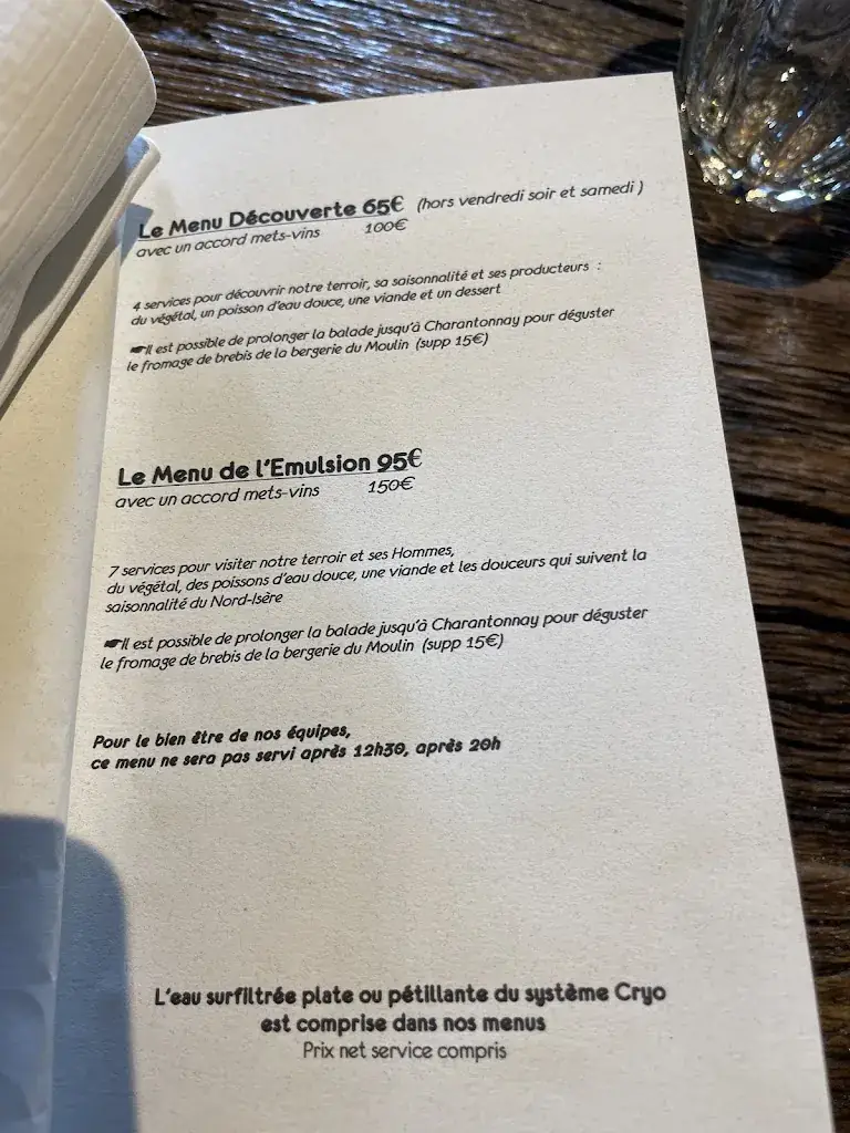 Menu_Restaurant l'émulsion_Saint-Alban-de-Roche_immagine_1