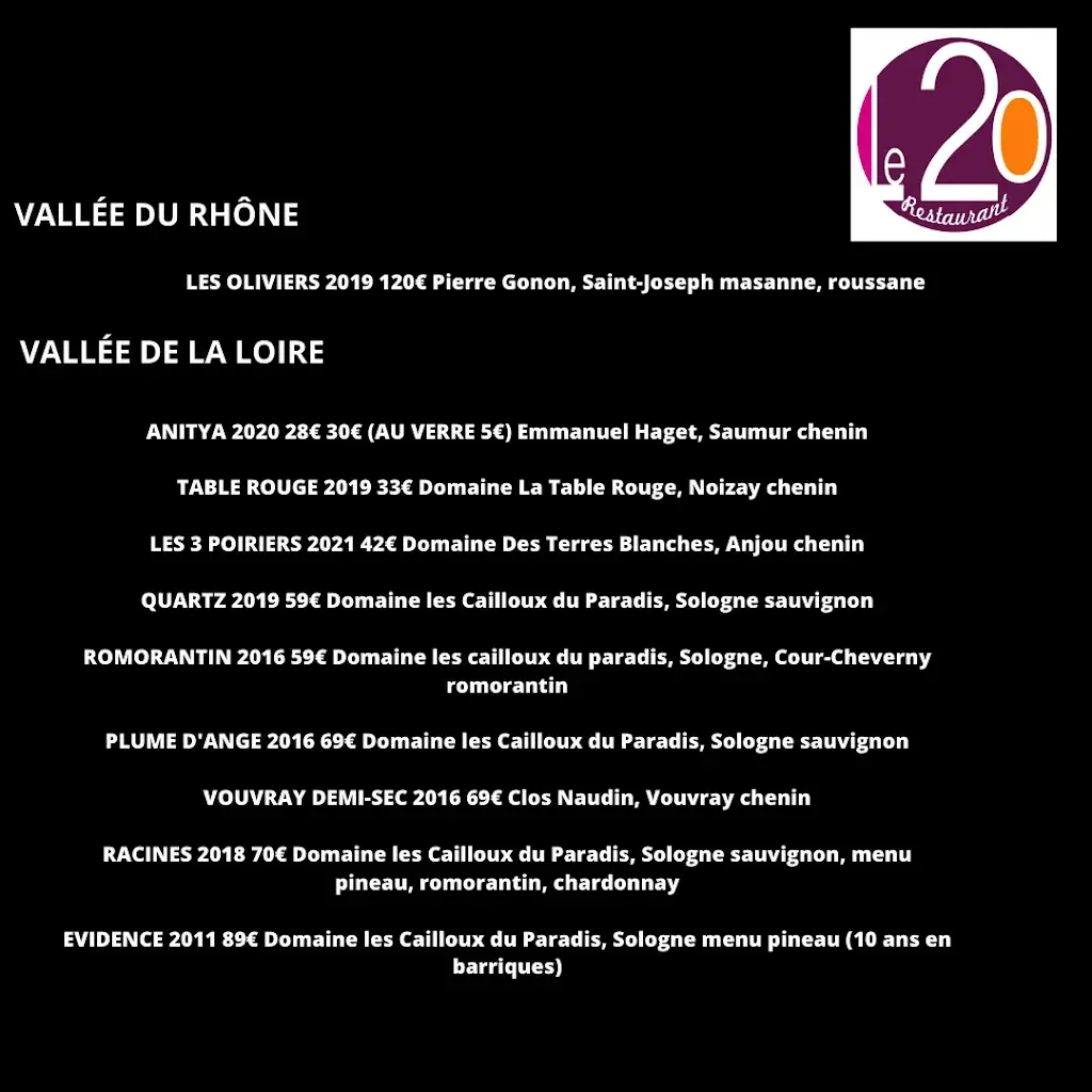 Menu_Restaurant Le 20_Revel_image_2