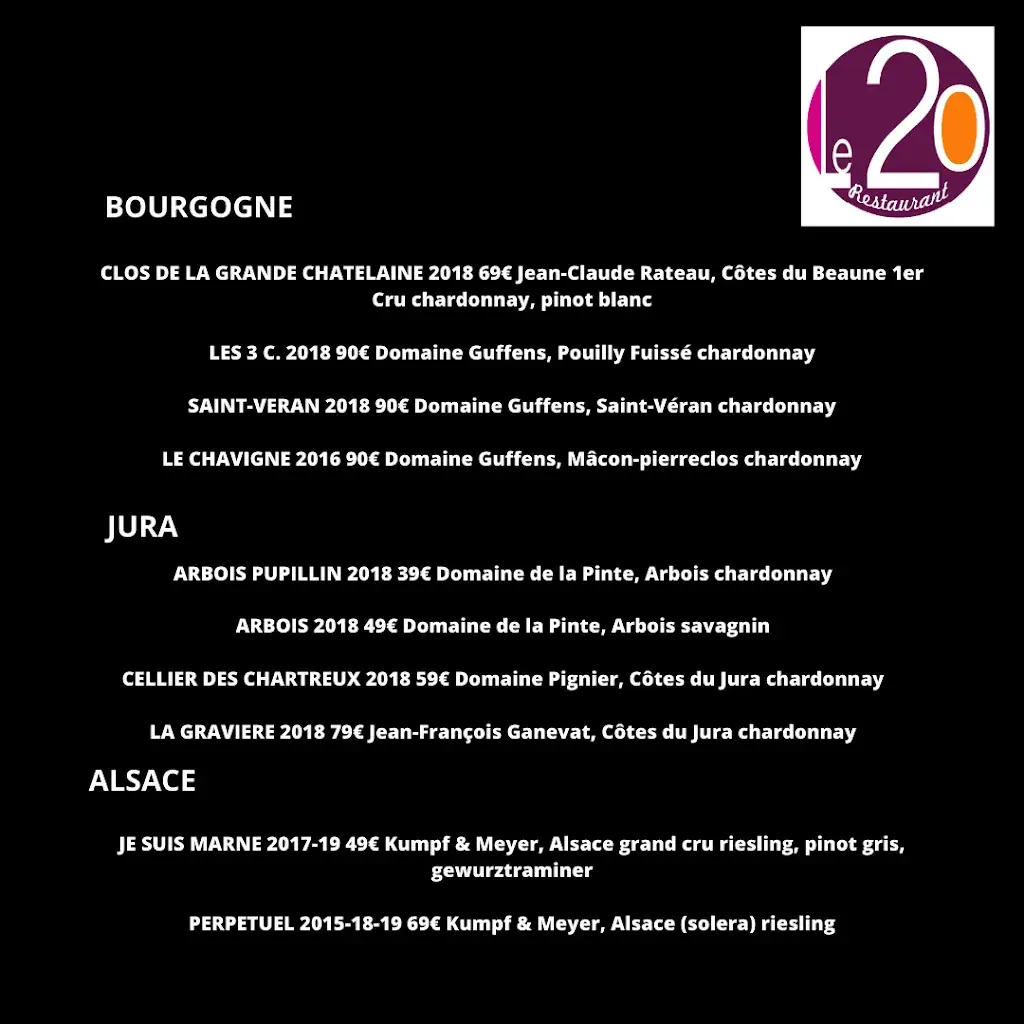 Menu_Restaurant Le 20_Revel_image_3
