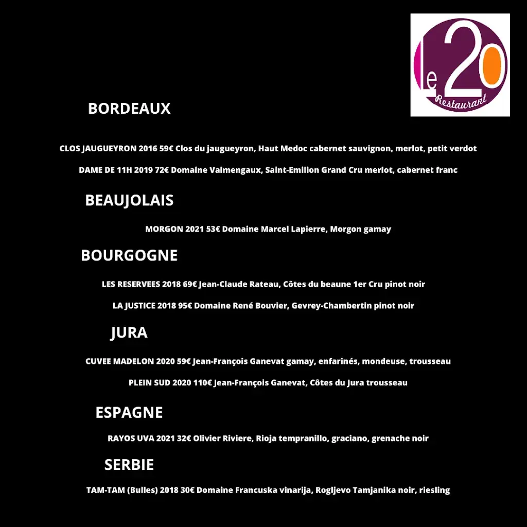 Menu_Restaurant Le 20_Revel_image_4