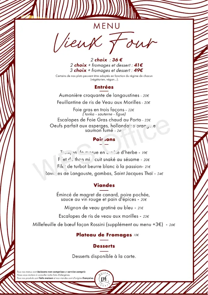 Menu_Restaurant Le Vieux Four par Maison Legate_Saint-Beauzire_image_1
