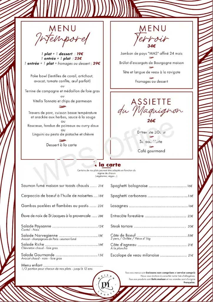 Menu_Restaurant Le Vieux Four par Maison Legate_Saint-Beauzire_image_2