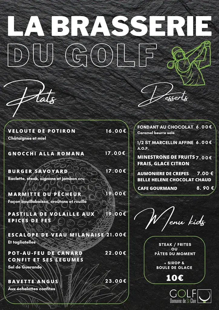 Menu_Golf et brasserie de St-Clair_Saint-Clair_image_2