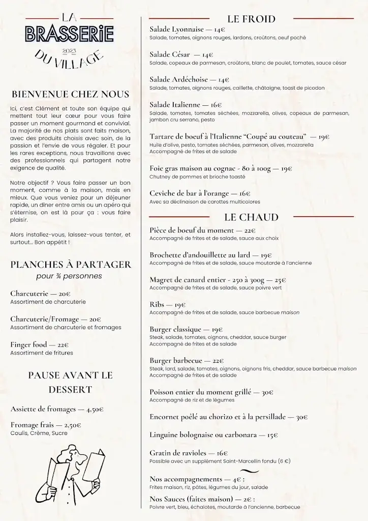 Menu_Restaurant La Brasserie du Village_Davézieux_immagine_1