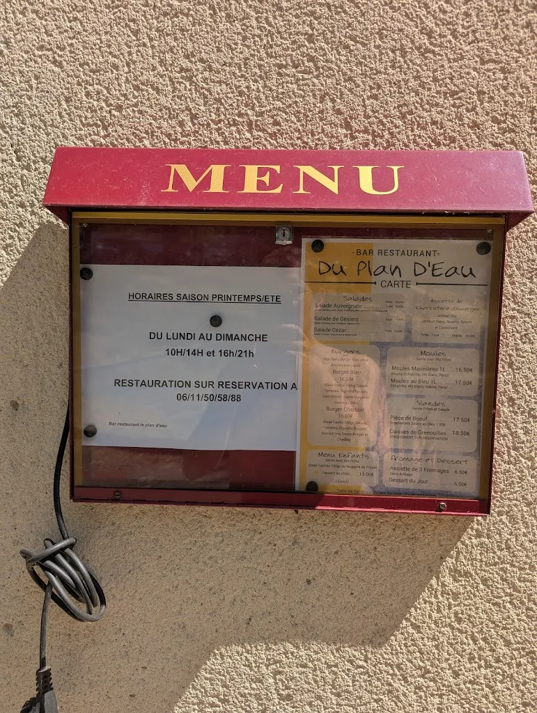 Menu_Restaurant Snack Bar Du Plan D'eau de Saint Eloy les Mines_Saint-Éloy-les-Mines_image_1