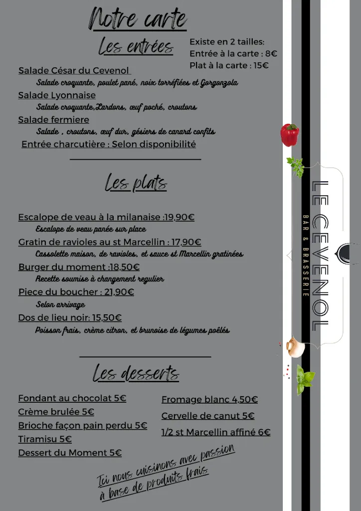 Menu_Restaurant Le Cevenol_Saint-Bonnet-de-Mure_immagine_2