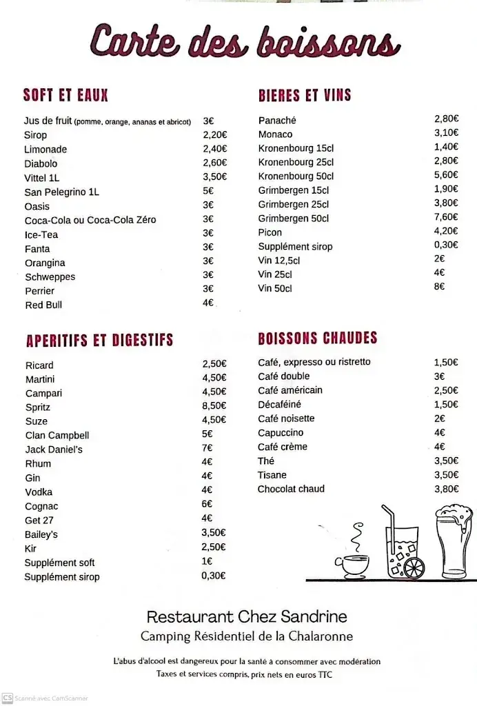 Menu_Restaurant, bar et café, Camping - Chez Sandrine_Saint-Didier-sur-Chalaronne_image_1