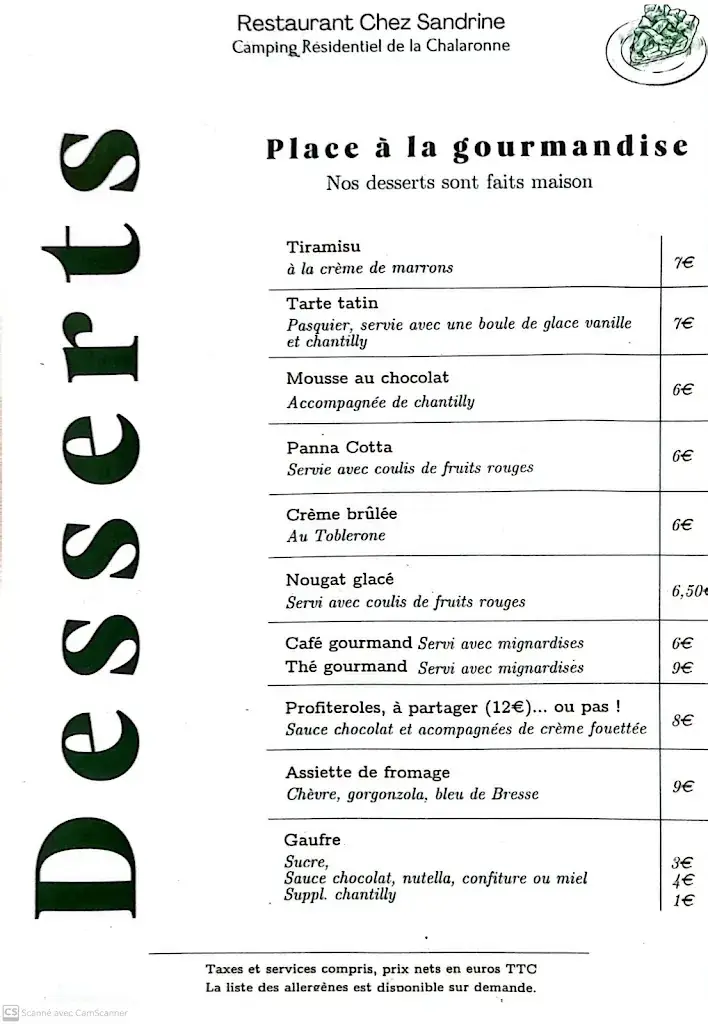 Menu_Restaurant, bar et café, Camping - Chez Sandrine_Saint-Didier-sur-Chalaronne_image_4