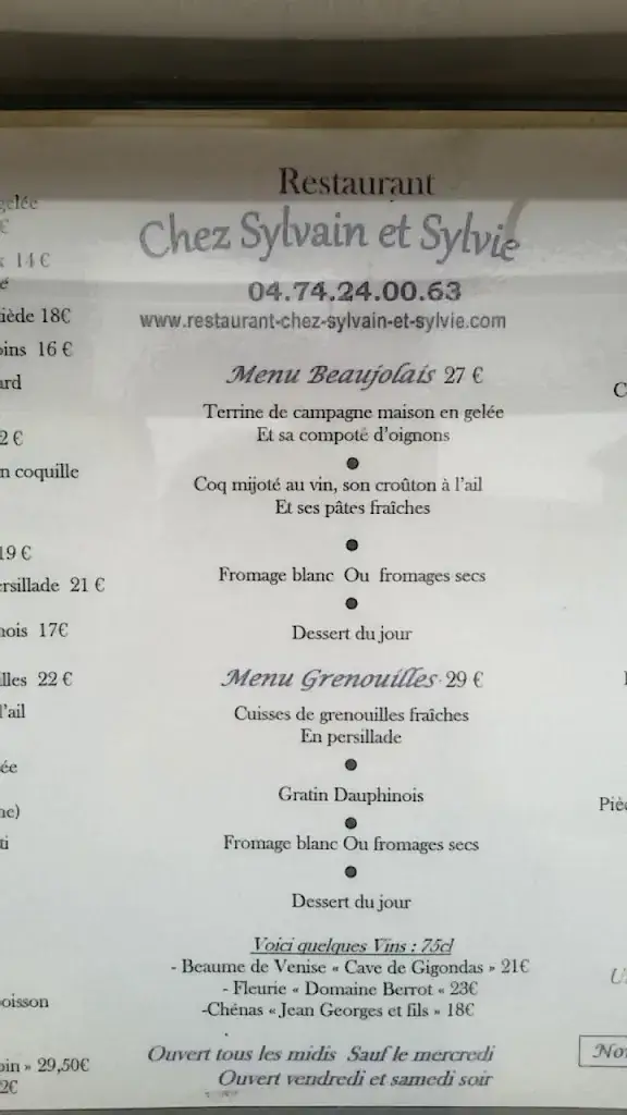 Menu_Chez Sylvain et Sylvie_Saint-Étienne-sur-Chalaronne_immagine_2