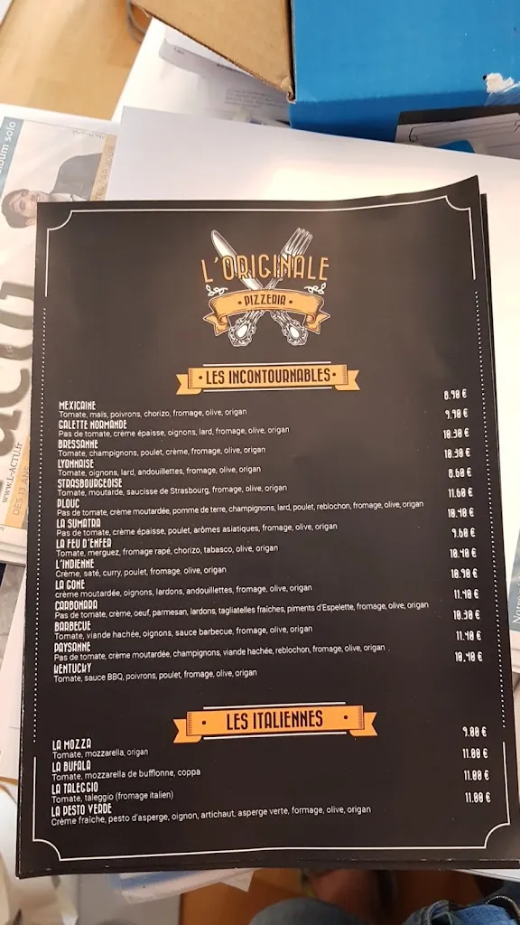 Menu_Pizzeria L'Originale_Saint-Étienne-du-Bois_immagine_1