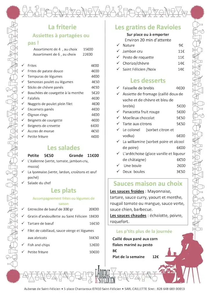 Menu_Auberge de Saint Félicien_Saint-Félicien_image_1