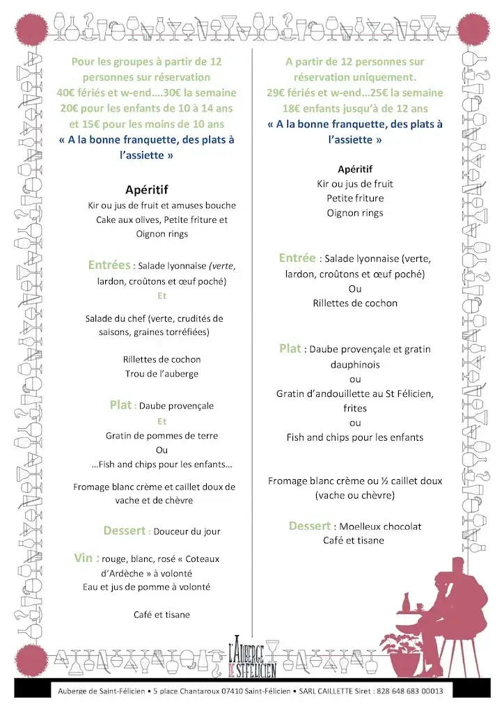 Menu_Auberge de Saint Félicien_Saint-Félicien_image_2