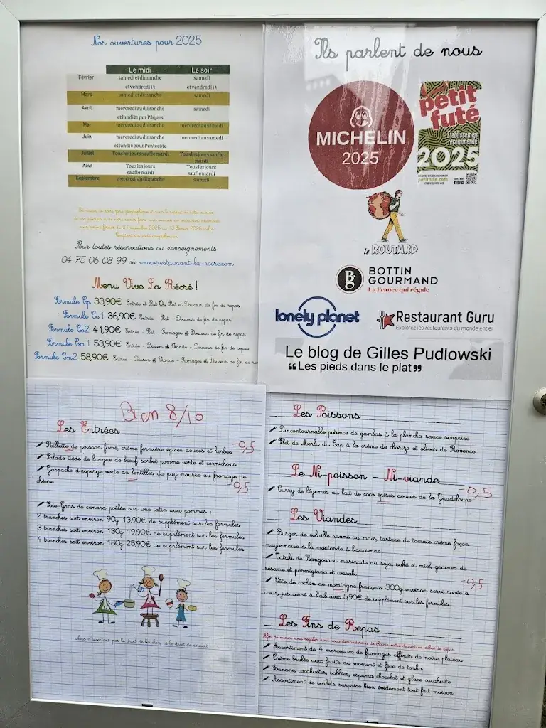 Menu_LA RECRE à Vaudevant NORD Ardèche (on n'est pas aux Vans, on est DANS LE NORD ARDECHE !!!!!!!_Vaudevant_image_1