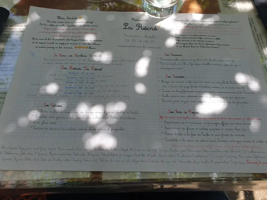 Menu_LA RECRE à Vaudevant NORD Ardèche (on n'est pas aux Vans, on est DANS LE NORD ARDECHE !!!!!!!_Vaudevant_image_4