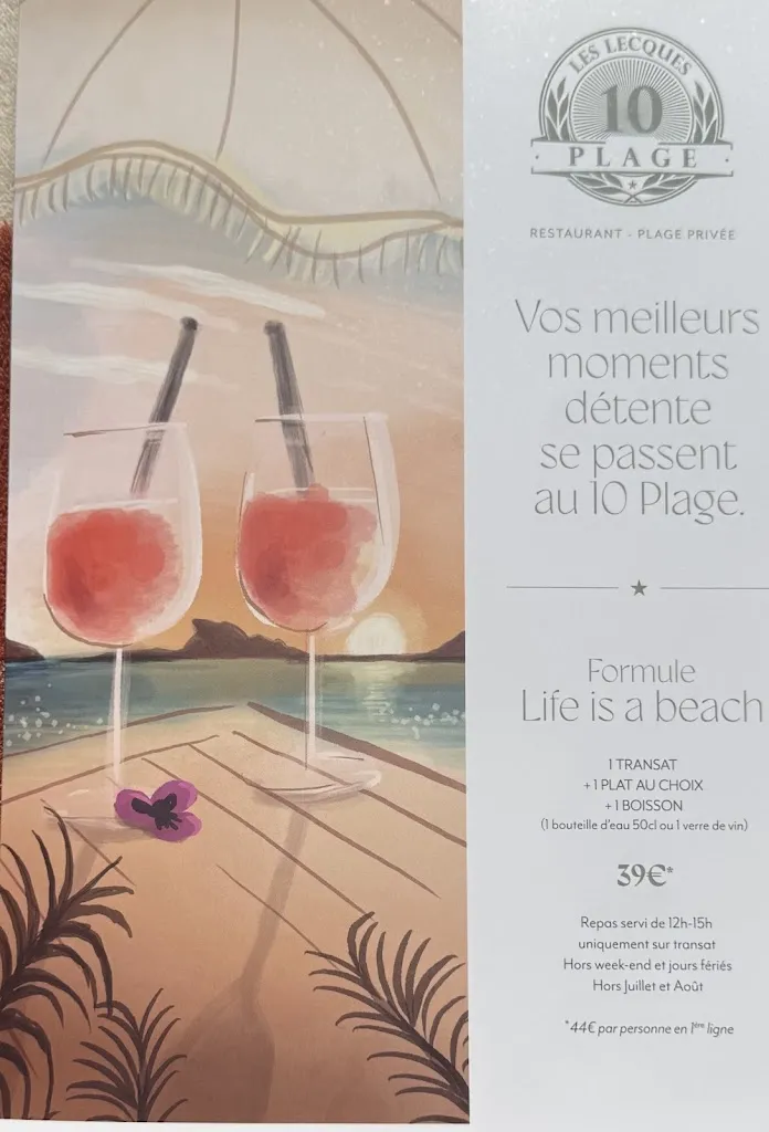 Menü_Le 10 Plage - restaurant, plage privée_Saint-Cyr-sur-Mer_Bild_2