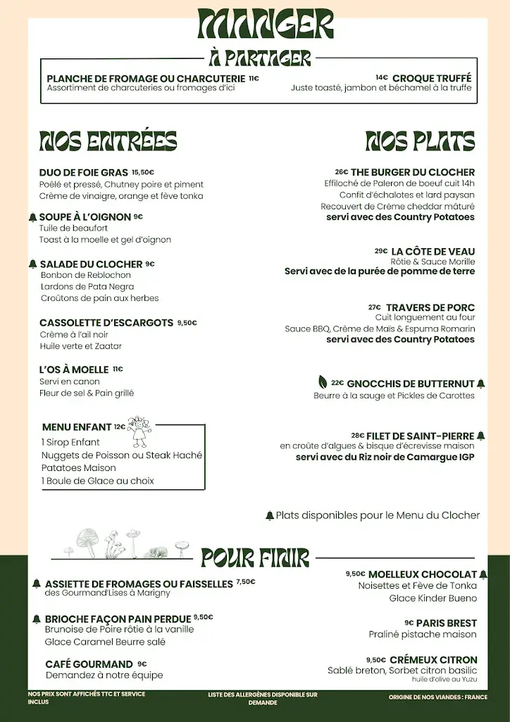 Menu_L'Auberge du Clocher - Ouvert 7 jours sur 7_Saint-Félix_image_1